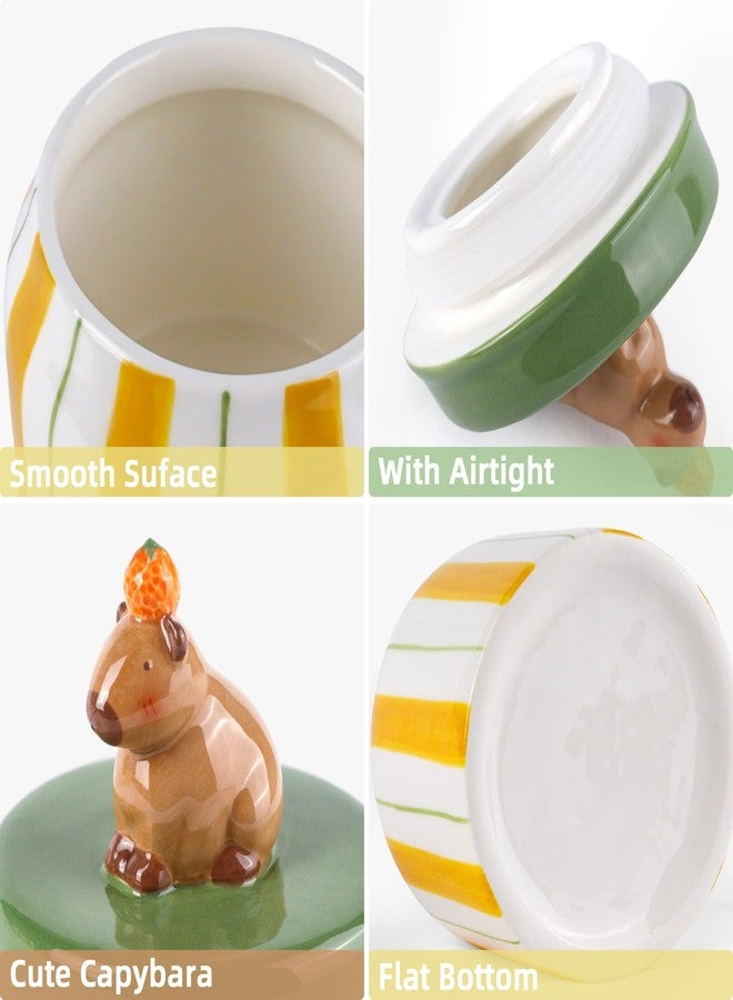 DIF DECO Capybara Cookie Jars for Kitchen Counter Decorative,Unique Ceramic Food Storage with Airtight Lid, Sugar Canisters for Office, Containers for Tea, Ground Coffee, Nuts, Beans, Spices, Cereal - Image 3
